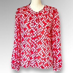 Trina Turk Women’s Red Lucinda Dot Gradient Georgette Blouse Top Stretch Sz M